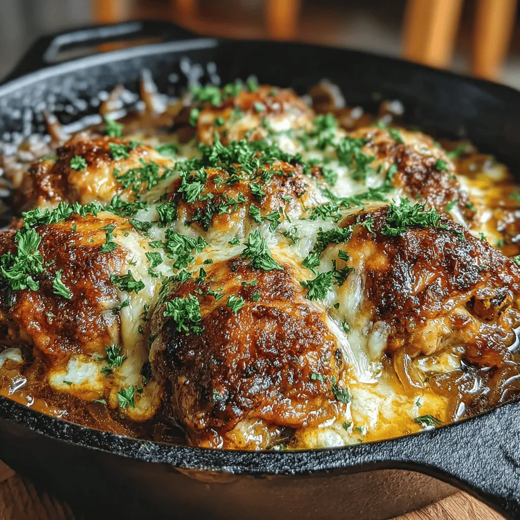 There’s something truly magical about the combination of caramelized onions and tender chicken that brings warmth and nostalgia to the dining table. As I think back to my childhood, I vividly recall the comforting aroma of sautéed onions wafting through the kitchen, a harbinger of the delicious meal that was about to unfold. My mother often graced our home with her famous French onion soup, a warm hug in a bowl that was perfect for chilly evenings. However, I yearned for a heartier version that could satisfy my appetite. This longing inspired me to develop the recipe for Savory Baked French Onion Chicken Thighs—an exquisite dish that encapsulates all the rich flavors of classic French onion soup while transforming it into a fulfilling meal.