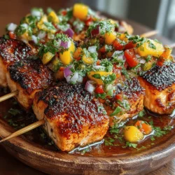 Tropical Salmon Skewers with Mango Salsa is not just a dish; it's a culinary experience that transports you to sun-soaked beaches and lush landscapes with every bite. This vibrant recipe combines the rich, buttery flavor of salmon with the bright, sweet notes of fresh mango, creating a dish that is both visually stunning and delicious. Perfect for summer gatherings, barbecues, or a healthy weeknight dinner, these skewers are a delightful way to enjoy the season's best ingredients.