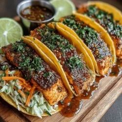 Tacos are a beloved staple in many cuisines, celebrated for their versatility and the ability to accommodate a wide range of flavors and ingredients. Among the plethora of taco variations, Zesty Salmon Tacos with Cherry Slaw stand out as a refreshing and inventive option that offers a delightful twist on traditional fillings. This recipe expertly combines the rich, flaky texture of salmon with the sweet and tangy notes of fresh cherries, resulting in a dish that is not only visually appealing but also bursting with flavor.