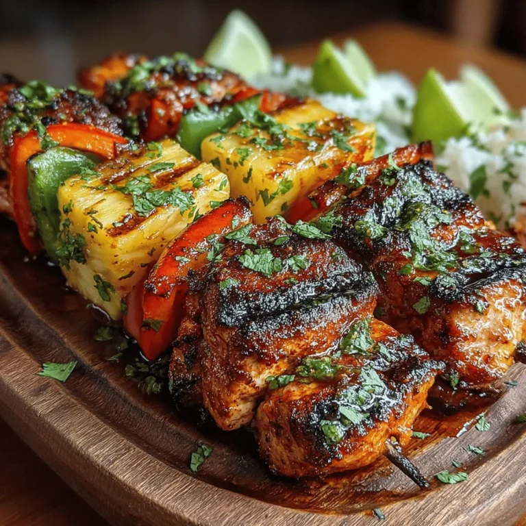 If you're seeking a mouthwatering dish that encapsulates the essence of summer, look no further than Tropical Bliss Grilled Chicken Pineapple Kabobs. This delightful recipe combines tender, juicy chicken with the sweet and tangy flavor of fresh pineapple, all grilled to perfection alongside vibrant bell peppers and red onions. The result is a colorful, flavor-packed meal that not only tantalizes the taste buds but also brings a touch of tropical paradise right to your backyard.