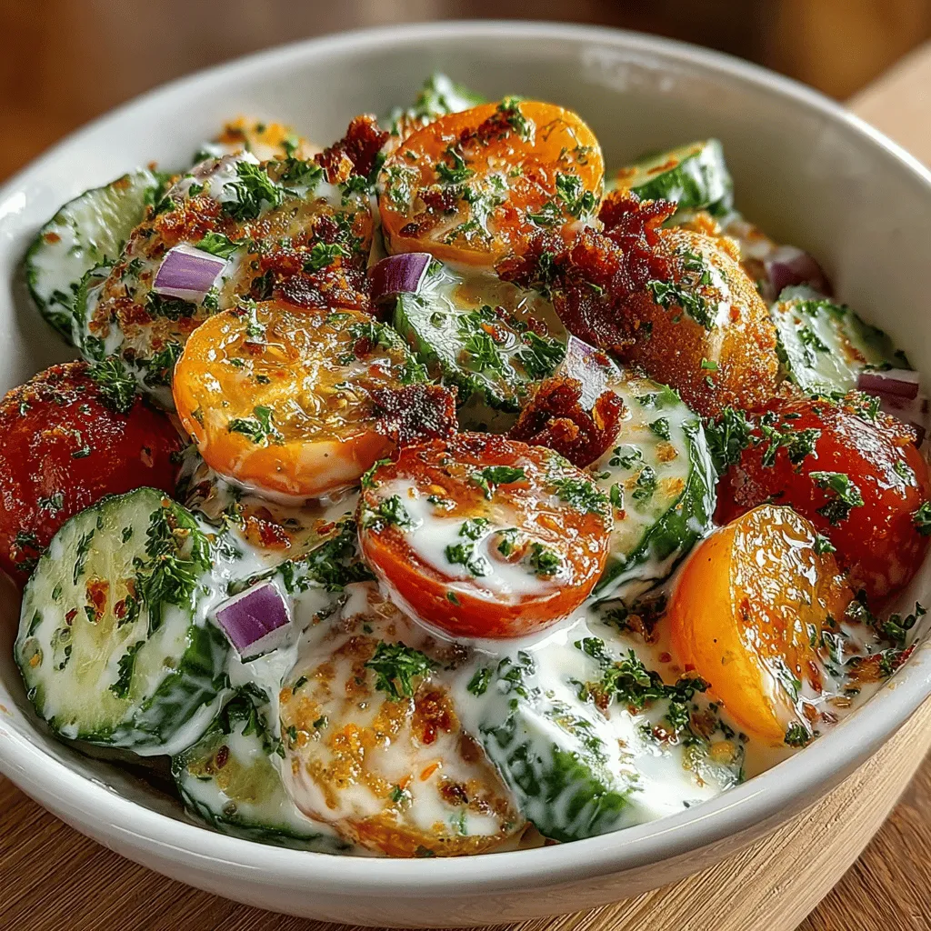 As the warm days of summer unfold, there's nothing quite as invigorating as a Refreshing Creamy Cucumber & Tomato Salad. This dish is not just a feast for the eyes with its vibrant colors; it also offers a delightful crunch and a creamy texture that makes it irresistible. Perfectly suited for sun-soaked picnics, backyard barbecues, or as a light side dish during dinner, this salad embodies the essence of fresh summer produce. It’s a simple yet elegant way to enjoy the season's best flavors while keeping your meals light and refreshing.
