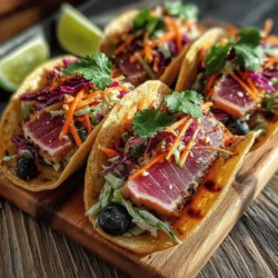 In the world of culinary delights, few dishes can boast the refreshing combination of flavors and textures as Tuna Tacos with Blueberry Slaw. This innovative recipe takes the classic taco and elevates it with sushi-grade tuna and a vibrant slaw, making it not only a feast for the eyes but also a wholesome meal that caters to a variety of palates. Whether you’re hosting a casual get-together or preparing an elegant dinner, these tacos are bound to impress.