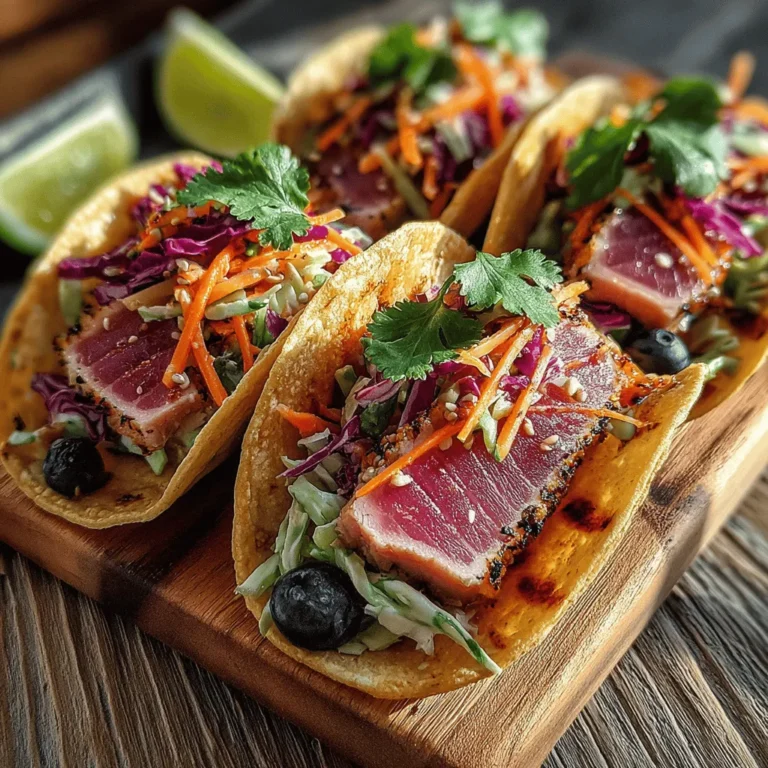 In the world of culinary delights, few dishes can boast the refreshing combination of flavors and textures as Tuna Tacos with Blueberry Slaw. This innovative recipe takes the classic taco and elevates it with sushi-grade tuna and a vibrant slaw, making it not only a feast for the eyes but also a wholesome meal that caters to a variety of palates. Whether you’re hosting a casual get-together or preparing an elegant dinner, these tacos are bound to impress.