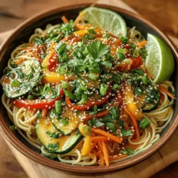 Chilled Harmony: Cold Sesame Veggie Noodles is a refreshing and vibrant dish that perfectly embodies the essence of healthy eating without sacrificing flavor. This delightful meal combines the nutty richness of sesame oil with crisp, fresh vegetables and chewy noodles, creating a symphony of textures and tastes that is as pleasing to the eye as it is to the palate. Whether enjoyed as a light lunch on a hot summer day or as a satisfying side dish at a family gathering, these cold sesame veggie noodles are versatile enough to accommodate a range of dietary preferences, from vegetarian to gluten-free.