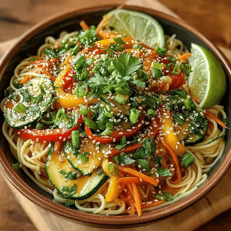 Chilled Harmony: Cold Sesame Veggie Noodles is a refreshing and vibrant dish that perfectly embodies the essence of healthy eating without sacrificing flavor. This delightful meal combines the nutty richness of sesame oil with crisp, fresh vegetables and chewy noodles, creating a symphony of textures and tastes that is as pleasing to the eye as it is to the palate. Whether enjoyed as a light lunch on a hot summer day or as a satisfying side dish at a family gathering, these cold sesame veggie noodles are versatile enough to accommodate a range of dietary preferences, from vegetarian to gluten-free.