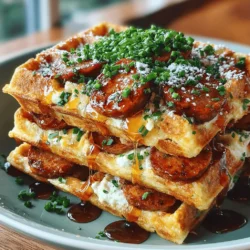 What makes Mini Sausage Biscuit Waffle Stacks so irresistible is the delightful combination of flavors and textures. Picture this: crispy, golden-brown waffles cradling savory, juicy sausage, all drizzled with warm maple syrup. Each bite offers a satisfying crunch followed by the tender, savory notes of the sausage, which is perfectly complemented by the sweetness of the syrup. This dish caters to both savory and sweet palates, ensuring that it is a crowd-pleaser for everyone from kids to adults.