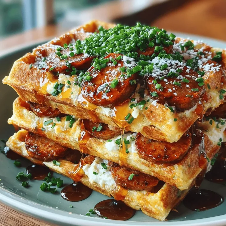 What makes Mini Sausage Biscuit Waffle Stacks so irresistible is the delightful combination of flavors and textures. Picture this: crispy, golden-brown waffles cradling savory, juicy sausage, all drizzled with warm maple syrup. Each bite offers a satisfying crunch followed by the tender, savory notes of the sausage, which is perfectly complemented by the sweetness of the syrup. This dish caters to both savory and sweet palates, ensuring that it is a crowd-pleaser for everyone from kids to adults.